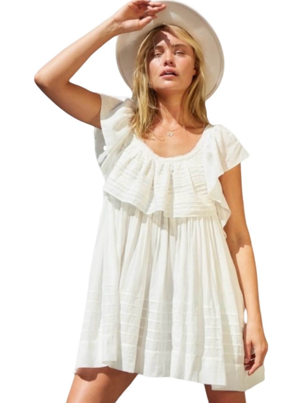 Free People White Tiered Ruffle Mini Dress Size Small